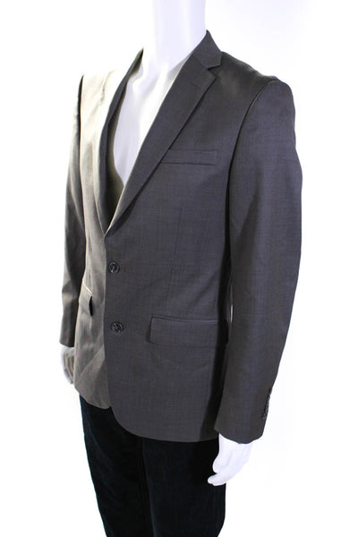 Bar III Mens Slim Fit Two Button Blazer Jacket Gray Wool Size 38 Regular