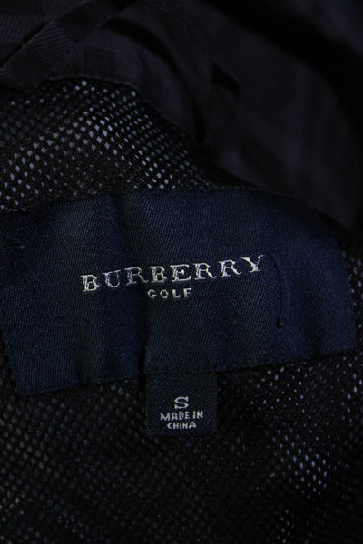 Burberry Golf Mens Plaid Hooded Full Zipper Rain Jacket Black Size Small