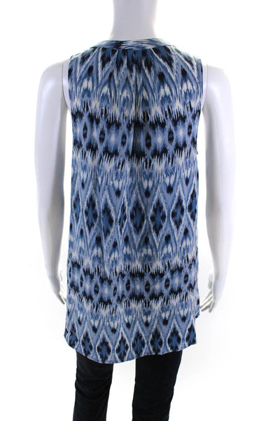 Joie Womens Multi Blue Printed V-Neck Sleeveless Blouse Top Size M