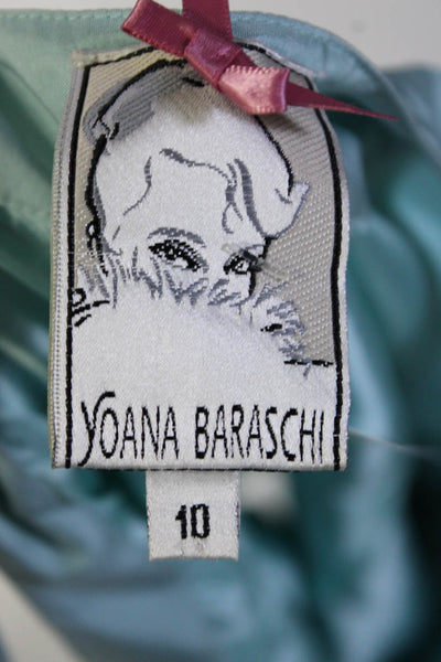 Yoana Baraschi Women's Spaghetti Straps A-Line Floral Mini Dress Blue Size 10
