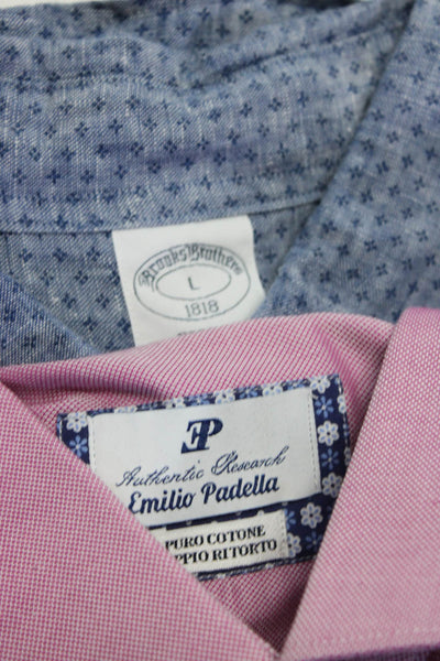 Brooks Brothers Emilio Padella Mens Long Sleeve Shirt Blue Purple XL Large Lot 2