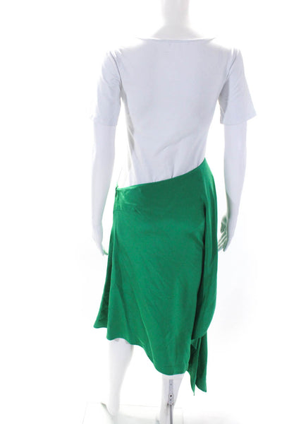 Jay Godfrey Womens Silk Back Ruffled High Low Zipped Skirt Green Size 2