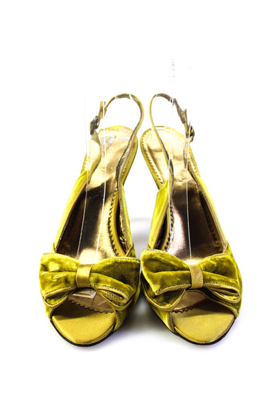 BCBG Max Azria Womens Velvet Bow Slingback Pumps Yellow Size 38 8