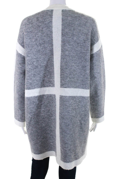 All Row Womens Long Sleeve Open Front Cardigan Sweater Gray White Size Small