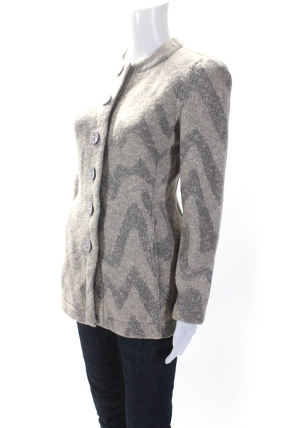 Missoni Womens Button Front Crew Neck Chevron Vintage Jacket Gray Size IT 46