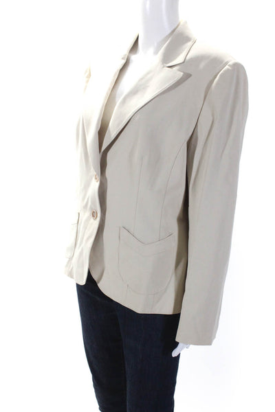 Tahari Womens Two Button Pointed Lapel Blazer Jacket Beige Size 16