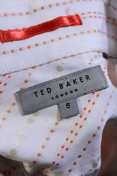 Ted Baker London Mens Geometric Print Dress Shirt White Orange Cotton Size 5