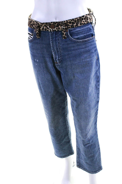 Veronica Beard Womens Cotton Denim Animal Print High-Rise Jeans Blue Size 28