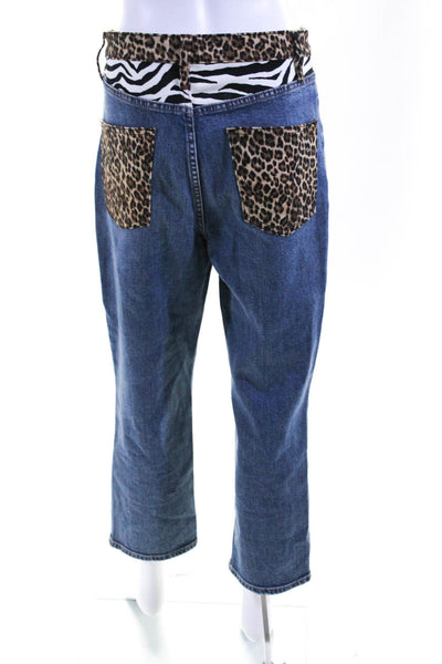 Veronica Beard Womens Cotton Denim Animal Print High-Rise Jeans Blue Size 28