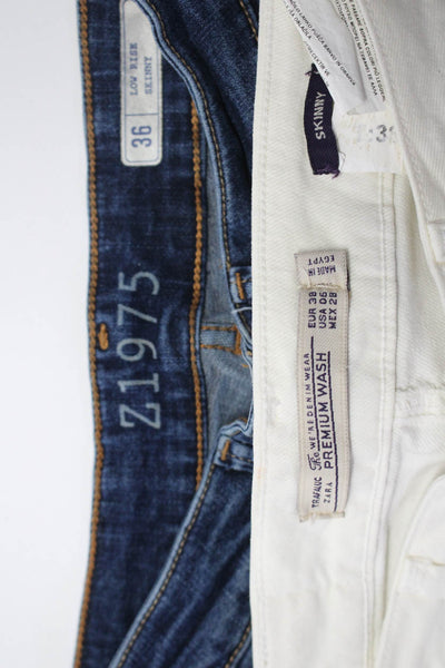 Zara Womens Distressed Five Pocket Low-Rise Skinny Jeans Blue Size 4 6 Lot 2