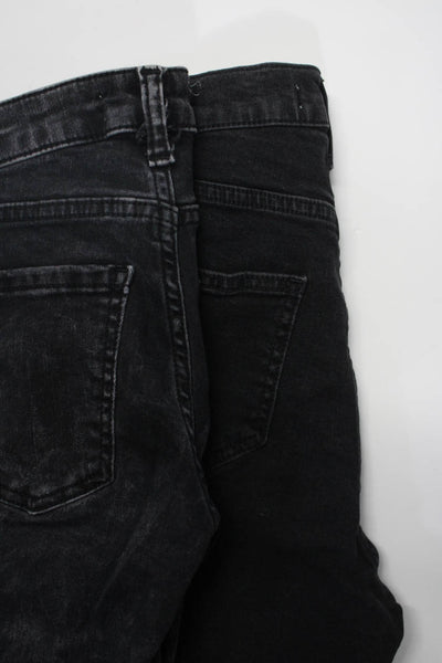 Zara Womens Denim Fringe Trim 5 Pocket High-Rise Skinny Jeans Black Size 2 Lot 2