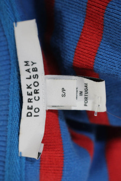 Derek Lam 10 Crosby Womens Button Trim Striped Sweater Blue Red Size Small