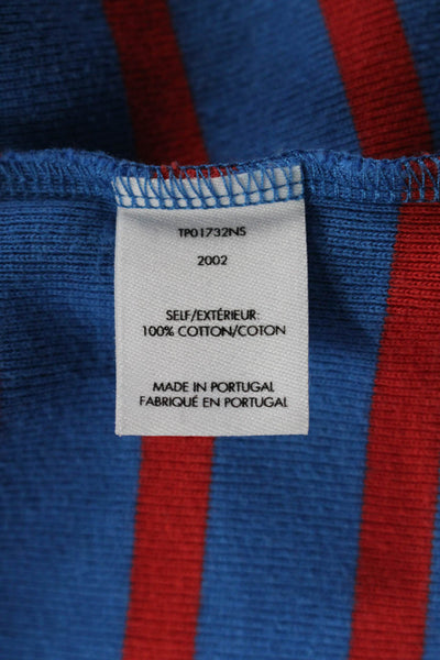 Derek Lam 10 Crosby Womens Button Trim Striped Sweater Blue Red Size Small