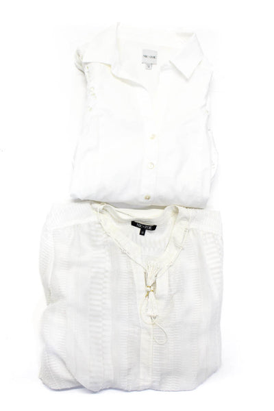 Nic + Zoe Womens Cotton Short Sleeve Button Up Blouse Top White Size M Lot 5