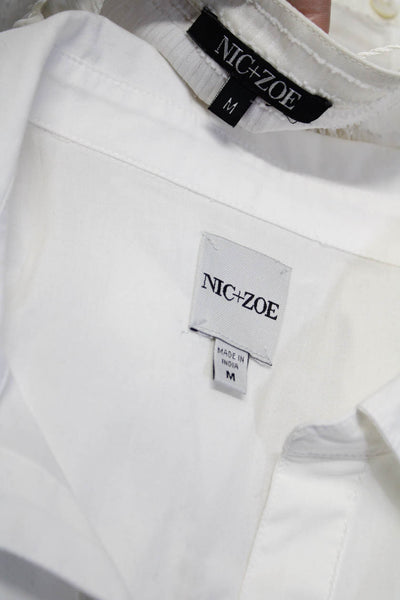 Nic + Zoe Womens Cotton Short Sleeve Button Up Blouse Top White Size M Lot 5