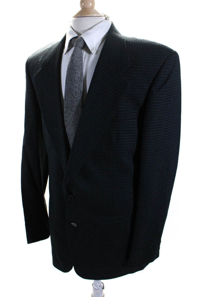 Monsieur Givenchy Mens Single Breasted Plaid Notched Lapel Blazer Blue Size 40