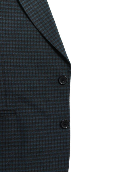 Monsieur Givenchy Mens Single Breasted Plaid Notched Lapel Blazer Blue Size 40