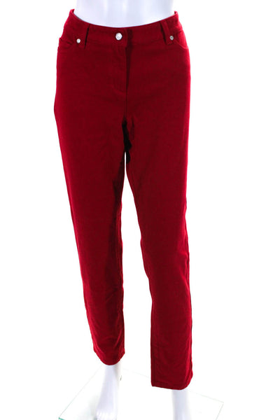 J. Mclaughlin Womens Zipper Fly High Rise Slim Cut Jeans Red Denim Size 10