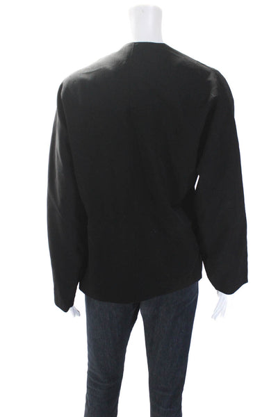 Christian Dior Womens Long Sleeve Single Button Vintage Jacket Black Wool Size 8