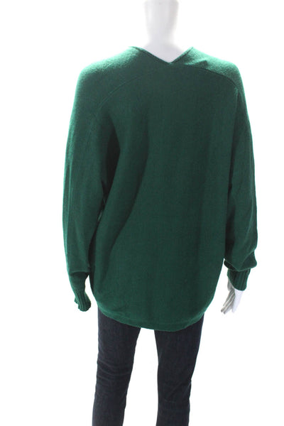 Lilly Pulitzer Womens Metallic Trim Oversize V Neck Sweater Dark Green Small