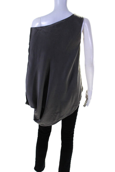 KaufmanFranco Womens Silk Sleeveless Asymmetric Blouse Gray Size 4