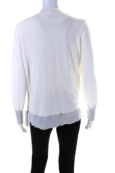 Kinross Cashmere Womens Long Sleeves V Neck Sweater White Size Medium