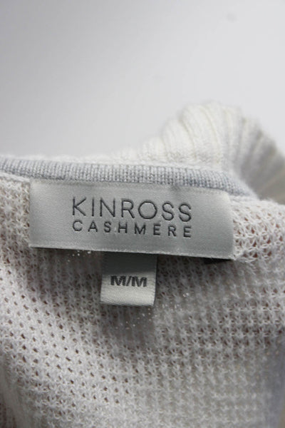 Kinross Cashmere Womens Long Sleeves V Neck Sweater White Size Medium