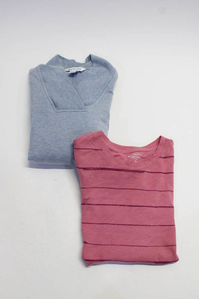 Athleta Womens Tee Shirt Sweater Pink Blue Size Small Extra Small Lot 2