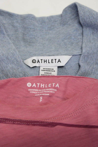 Athleta Womens Tee Shirt Sweater Pink Blue Size Small Extra Small Lot 2