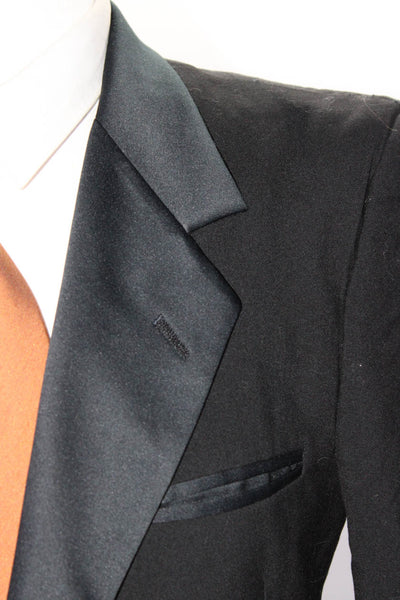 Pierre Cardin Paris Mens Black One Button Long Sleeve Tuxedo Blazer Size 42R