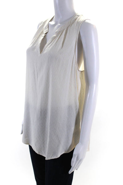 Jack by BB DAKOTA Womens White Printed V-Neck Sleeveless Blouse Top Size S