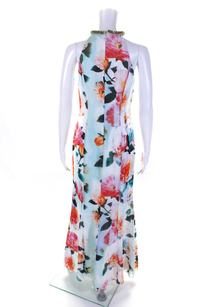 Calvin Klein Women's Halter Neck Sleeveless  Flare Floral Maxi Dress Size 2