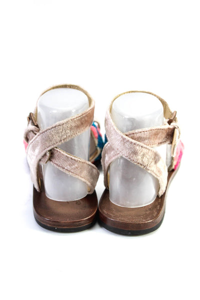 Free People Women's Open Toe Wrap Ankle Buckle Flat Sandals Multicolor Size 8