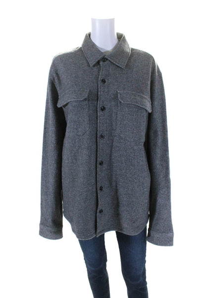 Vince Womens Wool Textured Buttoned-Up Collared Long Sleeve Jacket Gray Size L