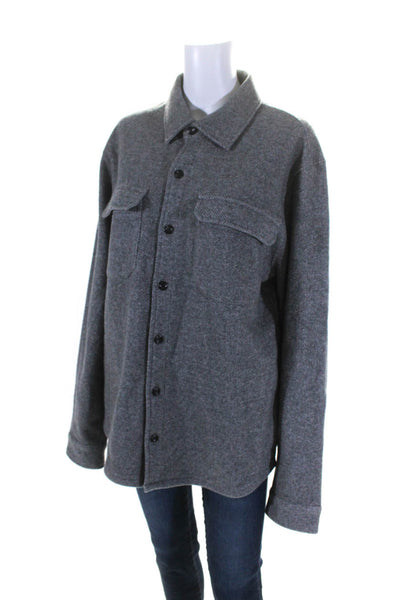 Vince Womens Wool Textured Buttoned-Up Collared Long Sleeve Jacket Gray Size L