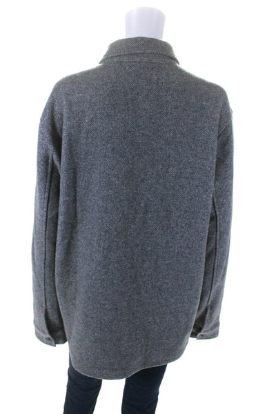 Vince Womens Wool Textured Buttoned-Up Collared Long Sleeve Jacket Gray Size L