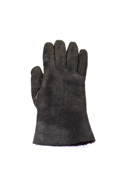 Lambertson Truex Designer Shearling Leather Gloves Burgundy Brown Sz 7.5 8 Lot 2