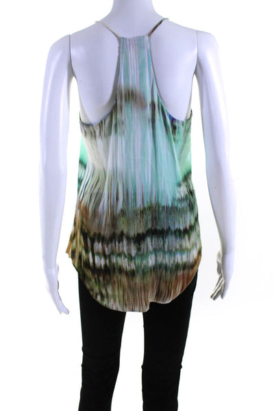 Lavender Brown Womens Green Printed Scoop Neck Sleeveless Camisole Top Size S