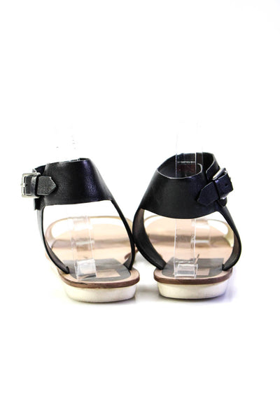 Dolce Vita Women's Open Toe Strappy Buckle Closure Flat Sandals Black Size 10