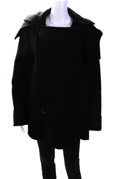 Stella McCartney Womens Double Breasted Collared Cashmere Coat Black Size IT 42