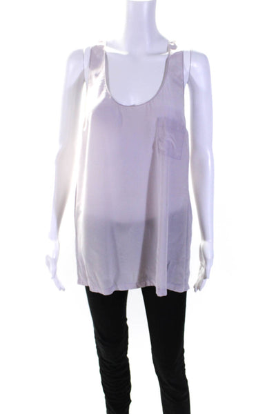 Alexander Wang Womens Scoop Neck Silk Pocket Tank Top Lavender Size Medium