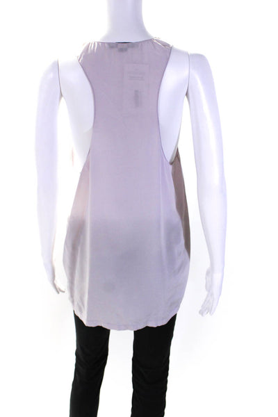 Alexander Wang Womens Scoop Neck Silk Pocket Tank Top Lavender Size Medium