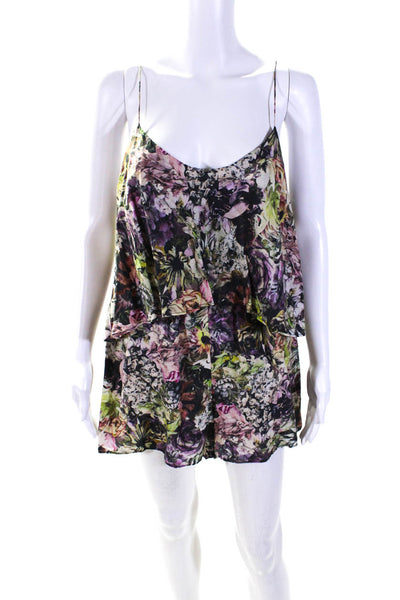 Zimmermann Womens Spaghetti Strap Floral Silk Romper Multicolored Size 2