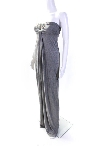 Yigal Azrouel Womens Strapless Sweetheart Metallic Knit Maxi Dress Gray Size 3