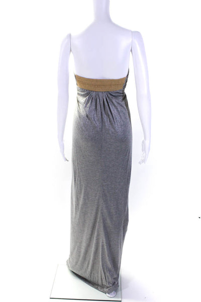 Yigal Azrouel Womens Strapless Sweetheart Metallic Knit Maxi Dress Gray Size 3