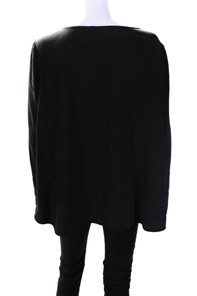 Scanlan Theodore Womens Long Sleeve Scoop Neck Oversized Silk Top Black Size 12