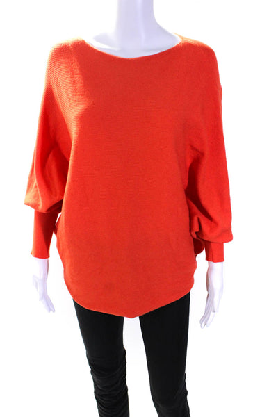 Kerisma Womens Boat Neck Ribbed Dolman Sleeve Sweater Orange Size S/M