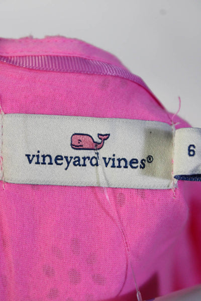 Vineyard Vines Womens Embroidered Eyelet Flutter Sleeve A Line Dress Pink Size 6