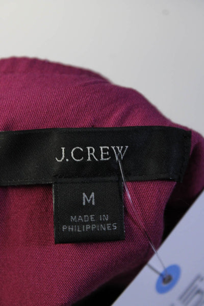 J Crew Womens Crew Neck Sleeveless Faux Leather Shift Dress Magenta Size Medium