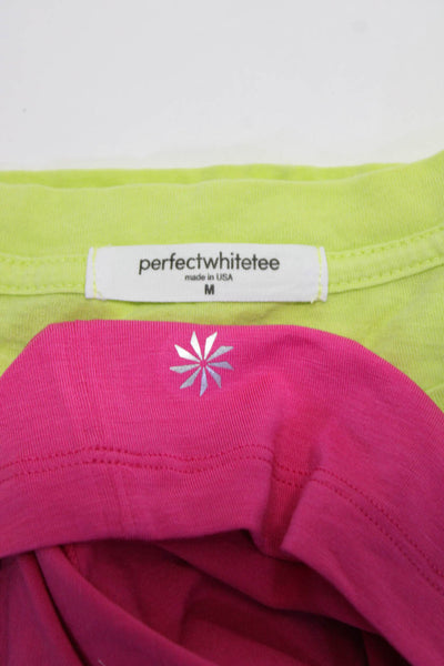 Perfect White Tee Athleta Womens Top Tee Shirt Pink Green Medium Large Lot 2